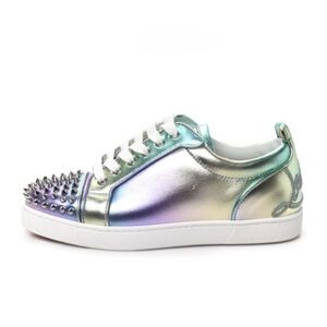 New Christian Louboutin Low Sneaker Mens 45 Metallic Fun Louis Jr Spikes Flat 12